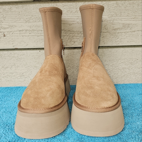 UGG Women's Classic Dipper Suede Platform Boots Chestnut Size 11 - Picture 2 of 7